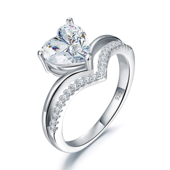 2 Carat Heart Simulated Cut Diamond Engagement Ring 925 Sterling Silver