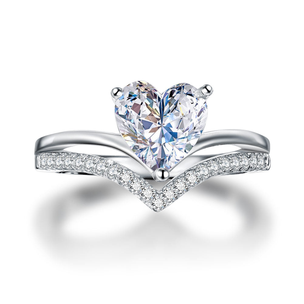 2 Carat Heart Simulated Cut Diamond Engagement Ring 925 Sterling Silver
