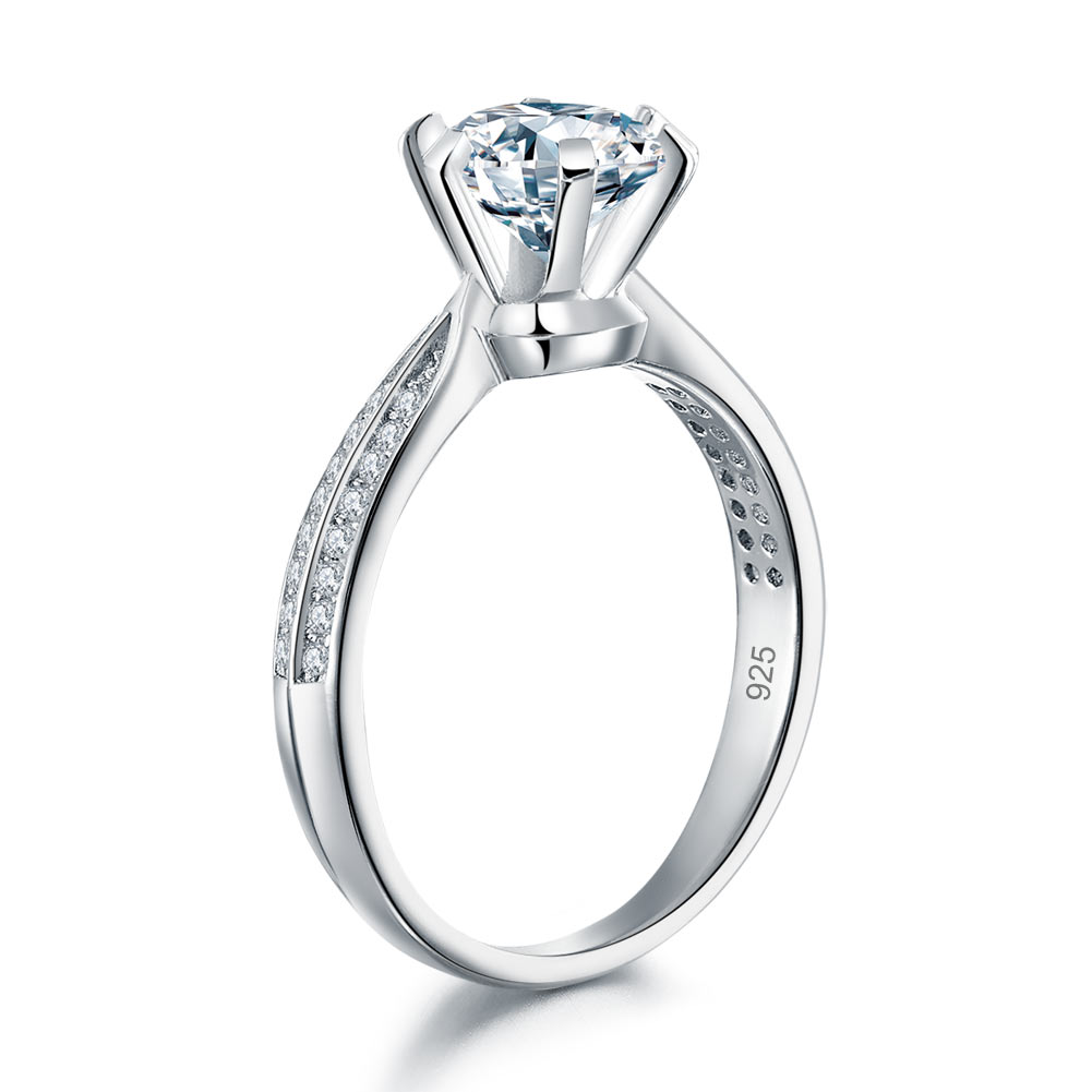 Engagement Crown Ring 925 Sterling Silver 1 Ct Simulated Diamond