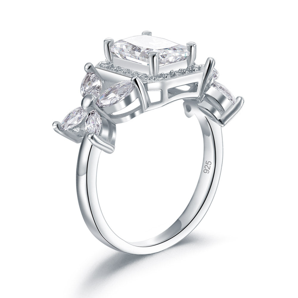 Pageant Luxury Ring Solid 925 Sterling Silver Butterfly Wedding Jewelry