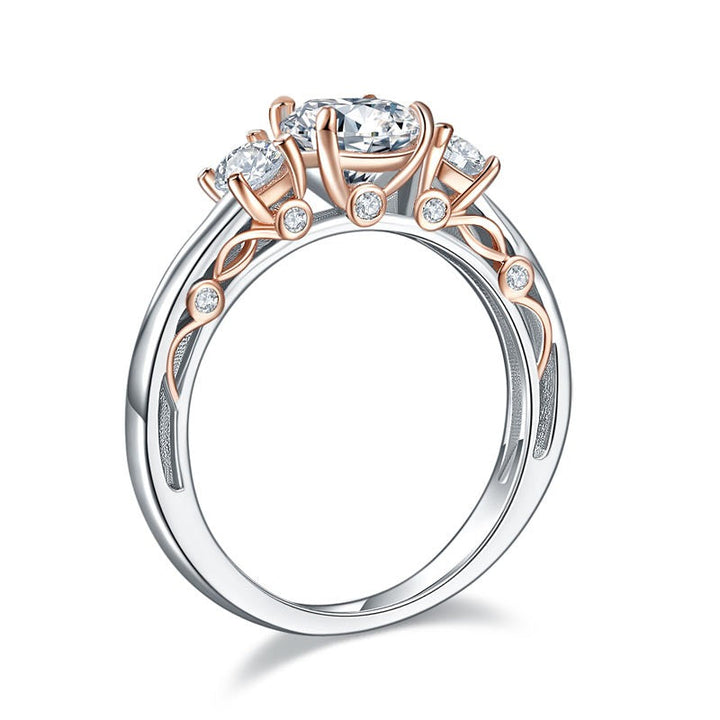 Solid 925 Sterling Silver Wedding Vintage Style Ring 1 Ct Two Tone Color