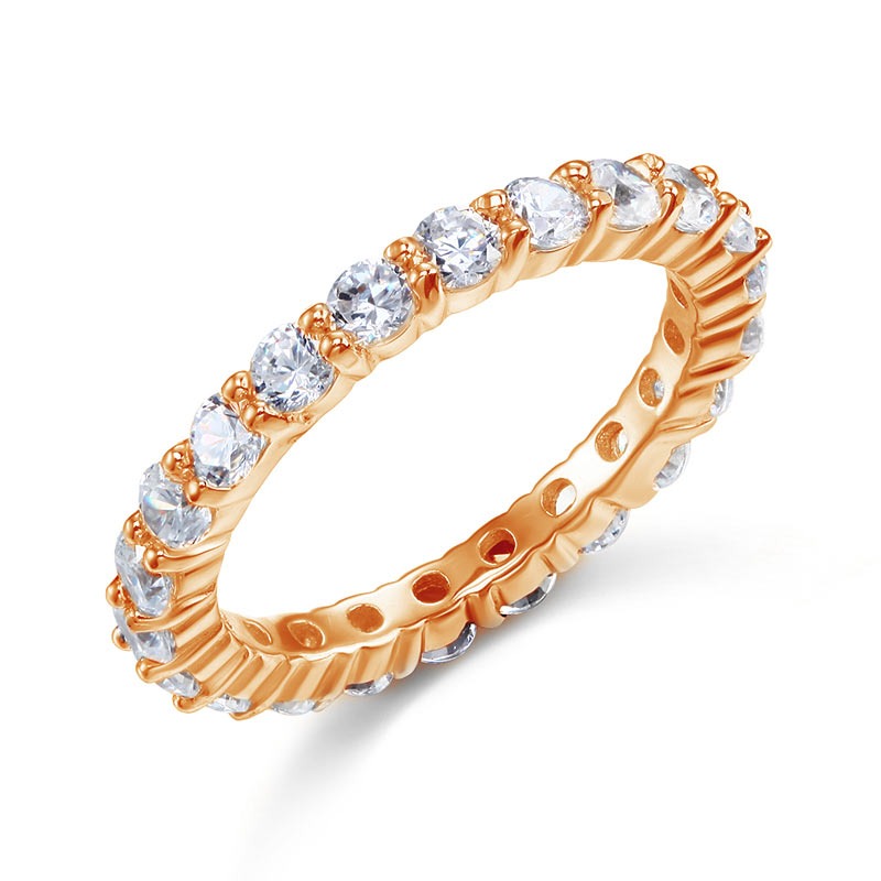 Solid 925 Sterling Silver Wedding Band Eternity Stacking Ring Rose Gold Plated