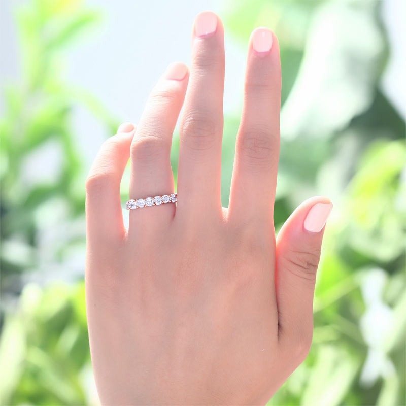 Solid 925 Sterling Silver Wedding Band Eternity Stacking Ring Rose Gold Plated