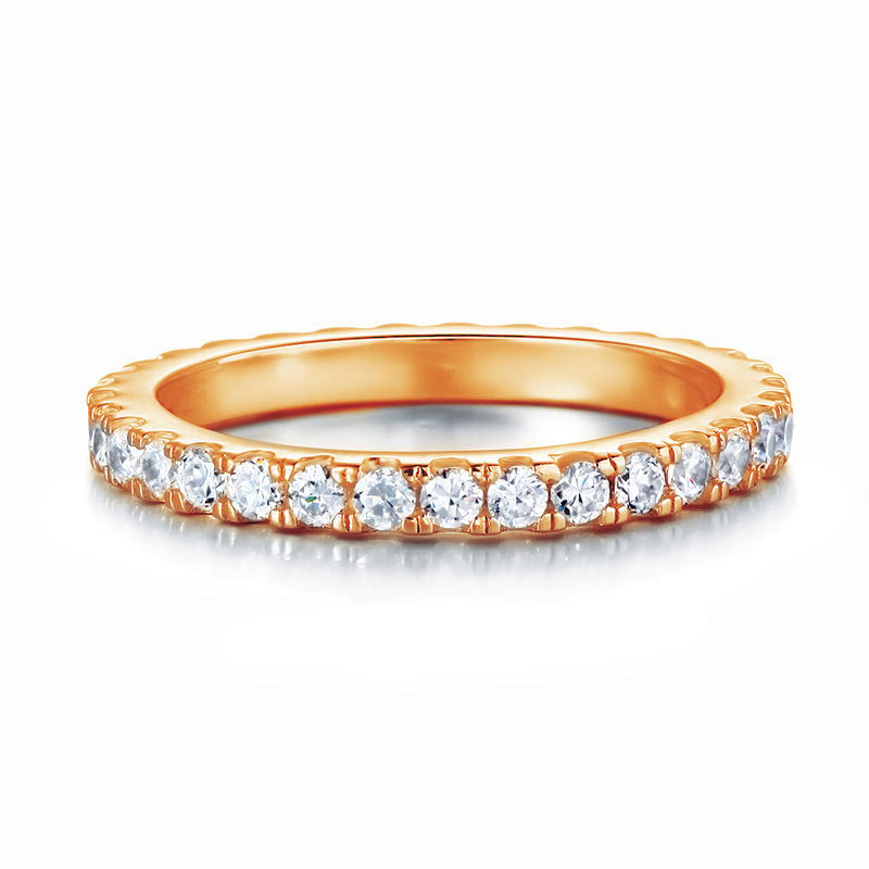 Eternity Ring Simulated Diamond Solid Sterling 925 Silver Rose Gold Plated Wedding Band