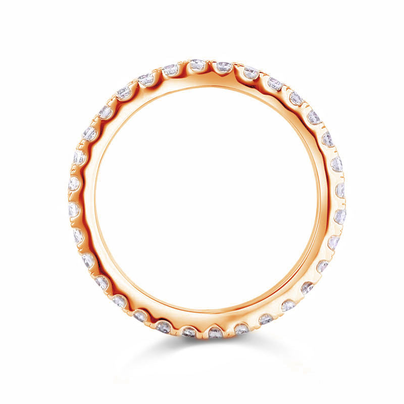 Eternity Ring Simulated Diamond Solid Sterling 925 Silver Rose Gold Plated Wedding Band