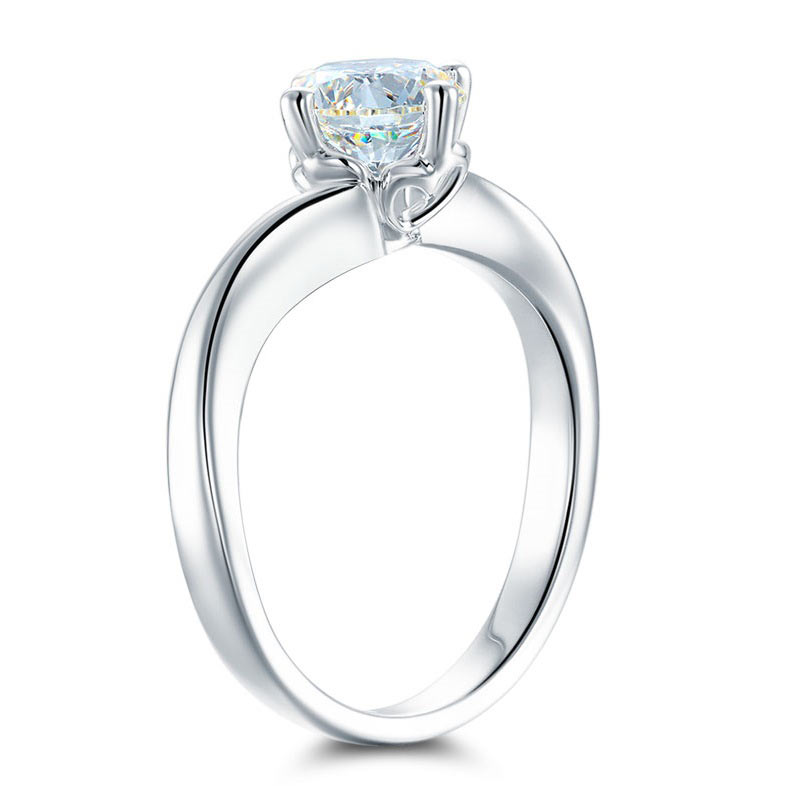 1 Carat Moissanite Diamond Swirl Solitaire Engagement 925 Sterling Silver Ring