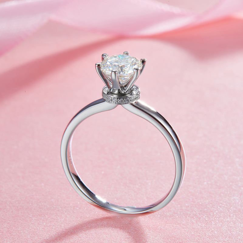 1 Carat Moissanite Diamond 6 Claws Engagement 925 Sterling Silver Ring