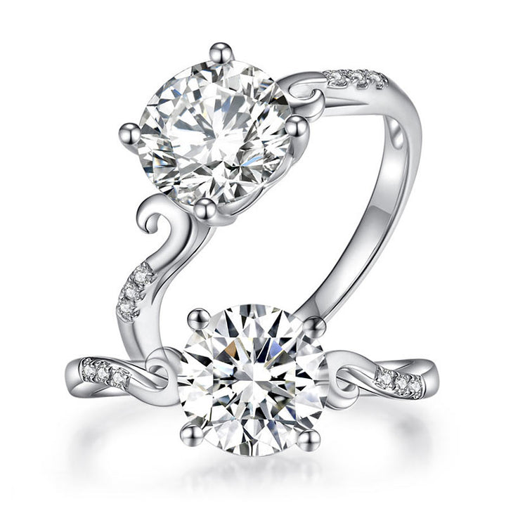 2 Carat Moissanite Diamond (8 mm) Wedding Engagement Ring 925 Sterling Silver