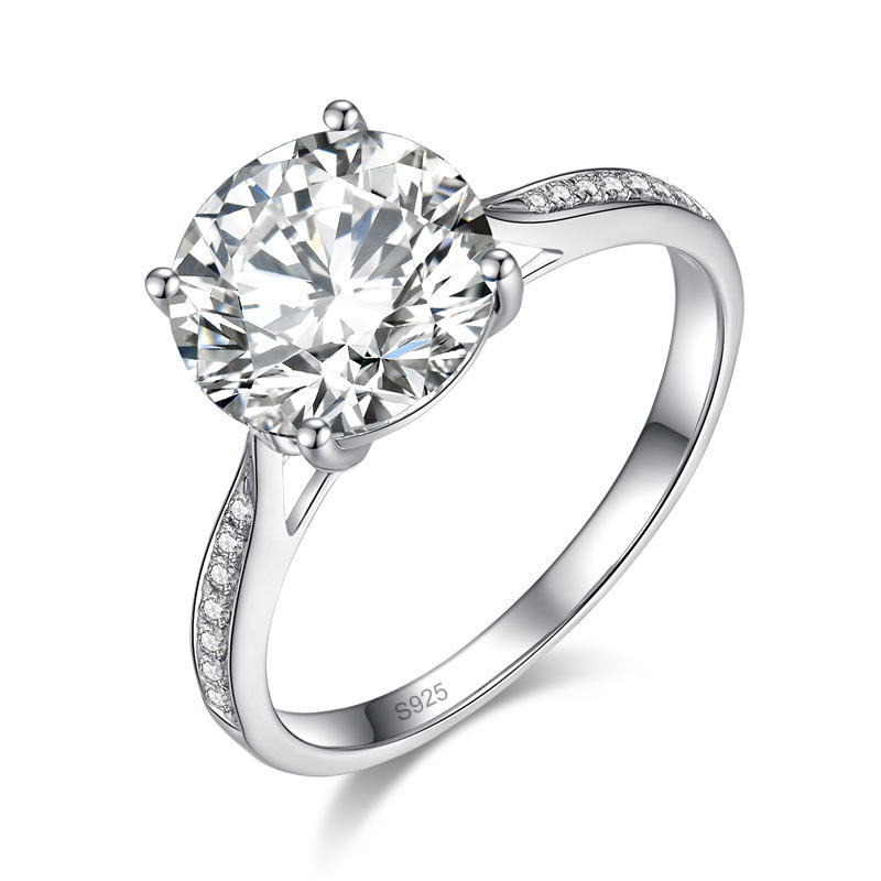 3 Carat Moissanite Diamond (9 mm) Luxury Ring Engagement 925 Sterling Silver