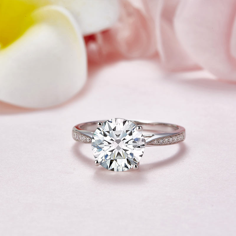 3 Carat Moissanite Diamond (9 mm) Luxury Ring Engagement 925 Sterling Silver