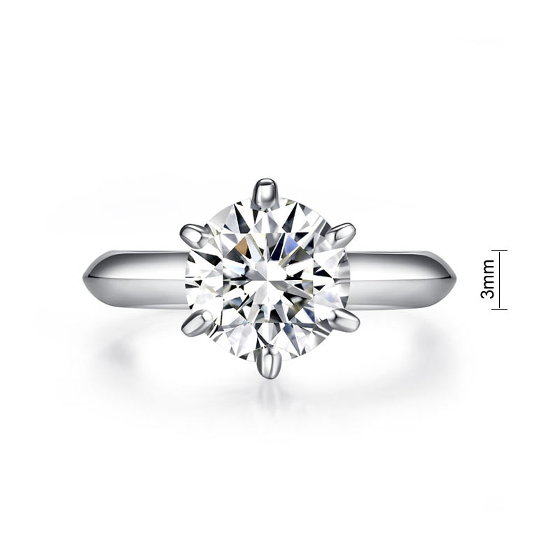 3 Carat Moissanite Diamond (9 mm) Luxury Ring 6 Claws Engagement 925 Sterling Silver
