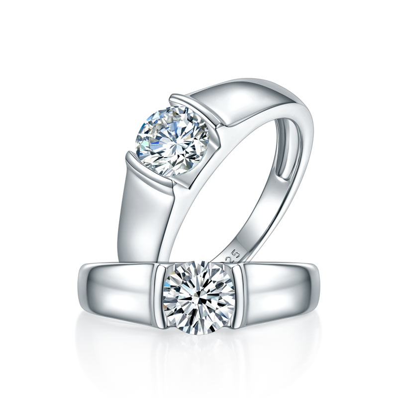 Men's Ring Moissanite Diamond 1 Carat Engagement 925 Sterling Silver
