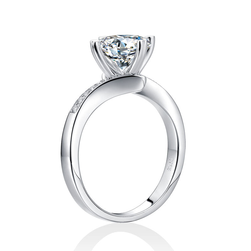 1.5 Carat Moissanite Diamond Ring Heart Shape Prong 925 Sterling Silver