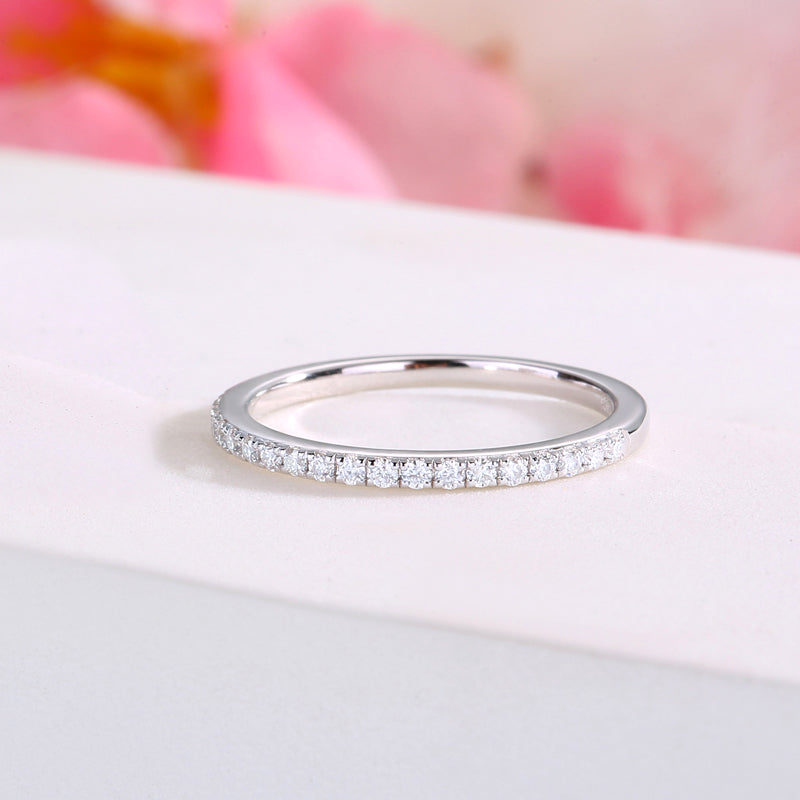 Moissanite Diamond Wedding Band Half Eternity 925 Sterling Silver Ring