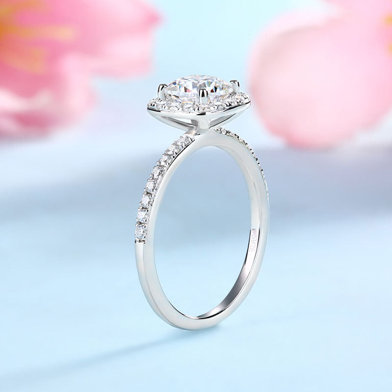 Cushion Cut 1 Carat Moissanite Diamond Ring Set (1 pcs / 2 pcs) 925 Sterling Silver