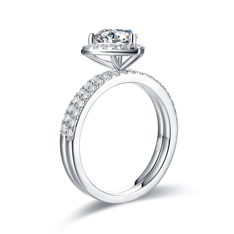 1 Carat Heart Moissanite Diamond Ring Set (1 pcs / 2 pcs) 925 Sterling Silver