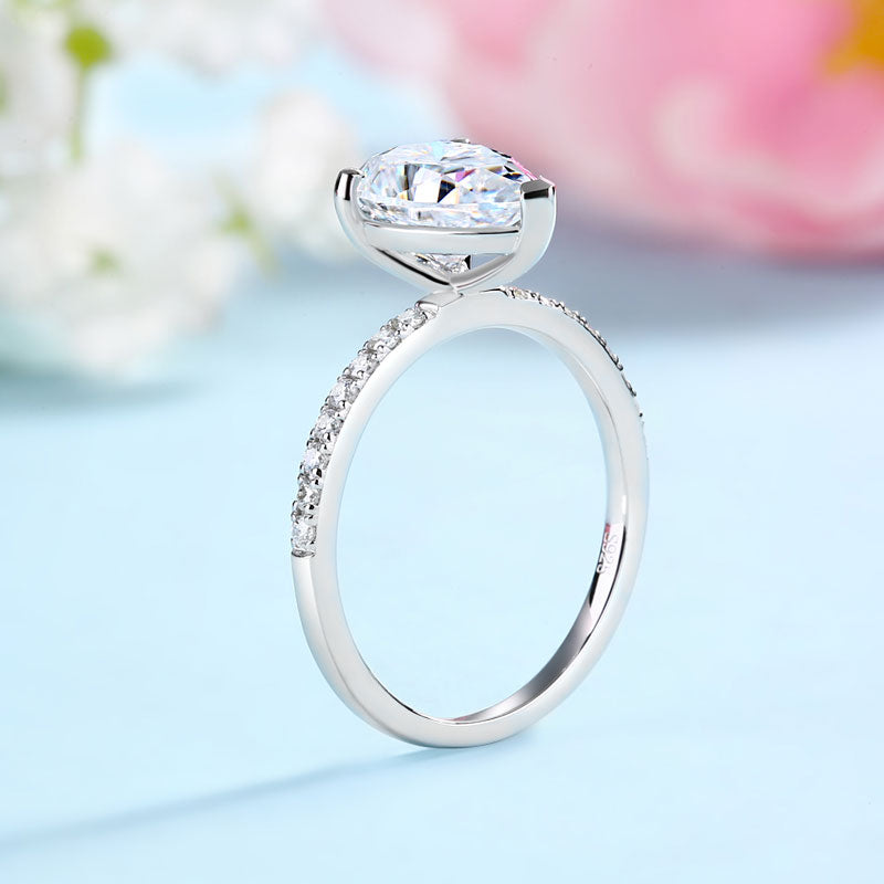 2 Carat Pear Cut Moissanite Diamond Ring Set (1 pcs / 2 pcs) 925 Sterling Silver