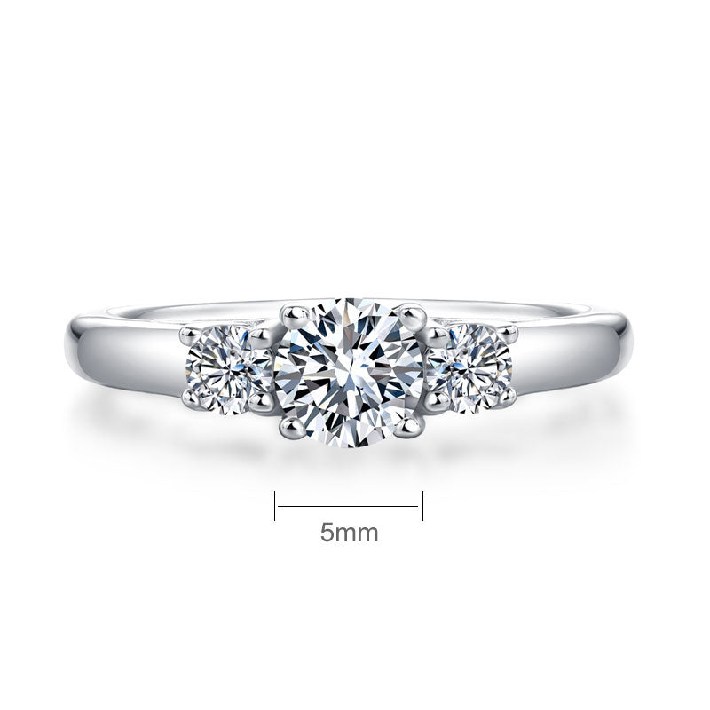 Three Stone Moissanite Diamond Wedding Band 925 Sterling Silver Ring