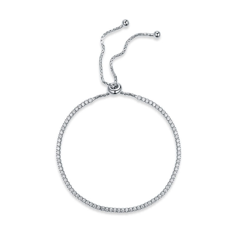 Solid 925 Sterling Silver Bracelet Adjustable Fashion Birthday Bridesmaid Gift