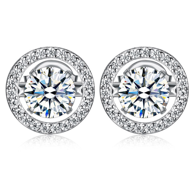 Dancing Stone Stud Earrings 925 Sterling Silver