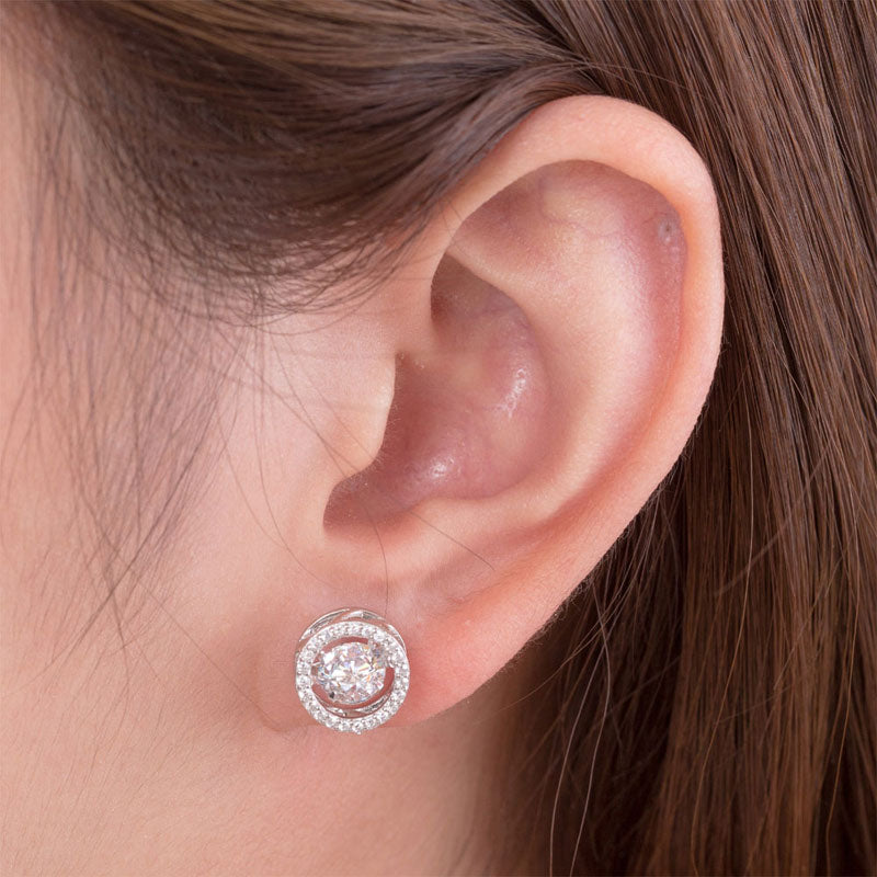 Dancing Stone Stud Earrings 925 Sterling Silver