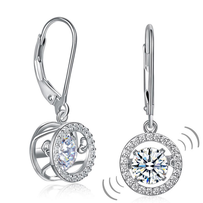 Dancing Stone Dangle Drop Earrings 925 Sterling Silver Wedding Gift