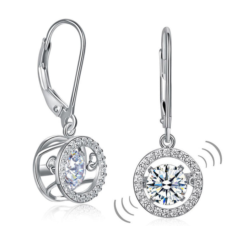 Dancing Stone Dangle Drop Earrings 925 Sterling Silver Wedding Gift
