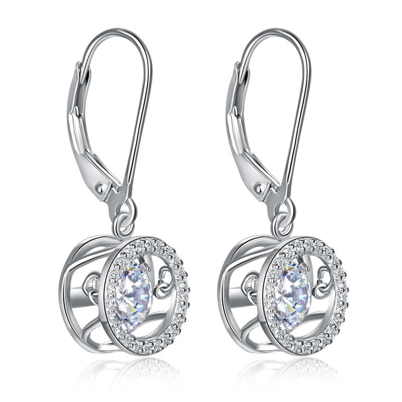 Dancing Stone Dangle Drop Earrings 925 Sterling Silver Wedding Gift