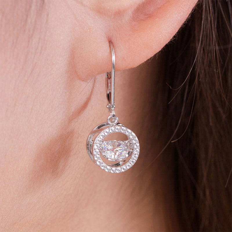 Dancing Stone Dangle Drop Earrings 925 Sterling Silver Wedding Gift