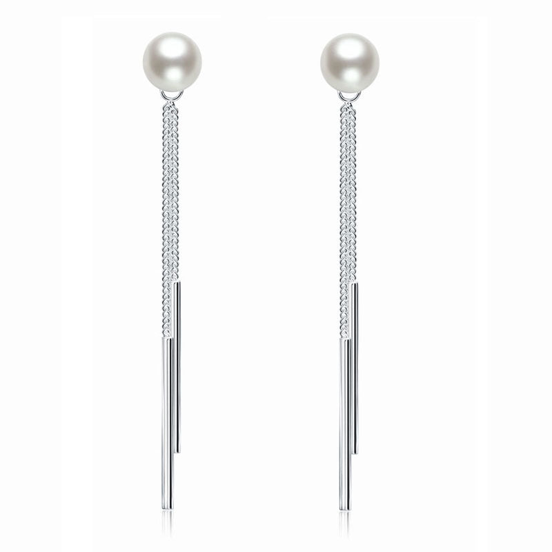 Drop Bridal Wedding 925 Sterling Silver Simulated Pearl Earrings Bridesmaid Jewelry