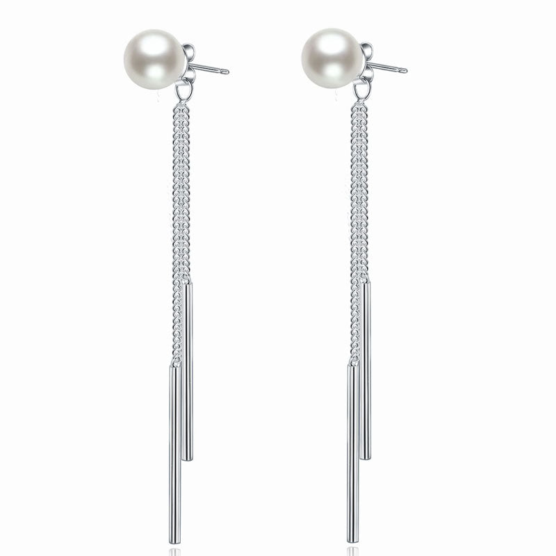 Drop Bridal Wedding 925 Sterling Silver Simulated Pearl Earrings Bridesmaid Jewelry