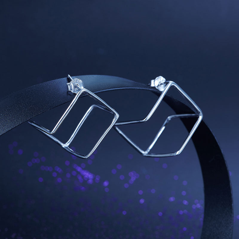 Cube Stud 925 Sterling Silver Earrings Fashion Stylish Jewelry