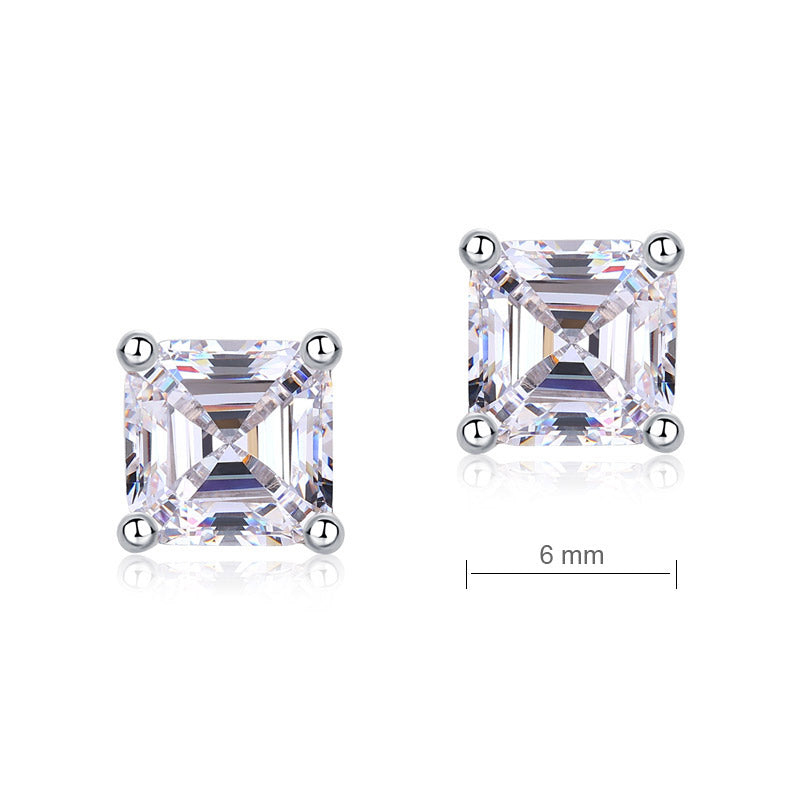 1 Ct Asscher Cut Simulated Diamond Stud Earrings 925 Sterling Silver