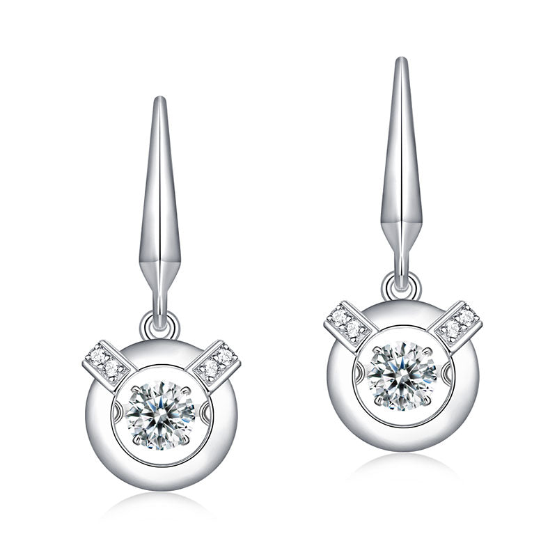 Dancing Stone Earrings Dangle Hook 925 Sterling Silver