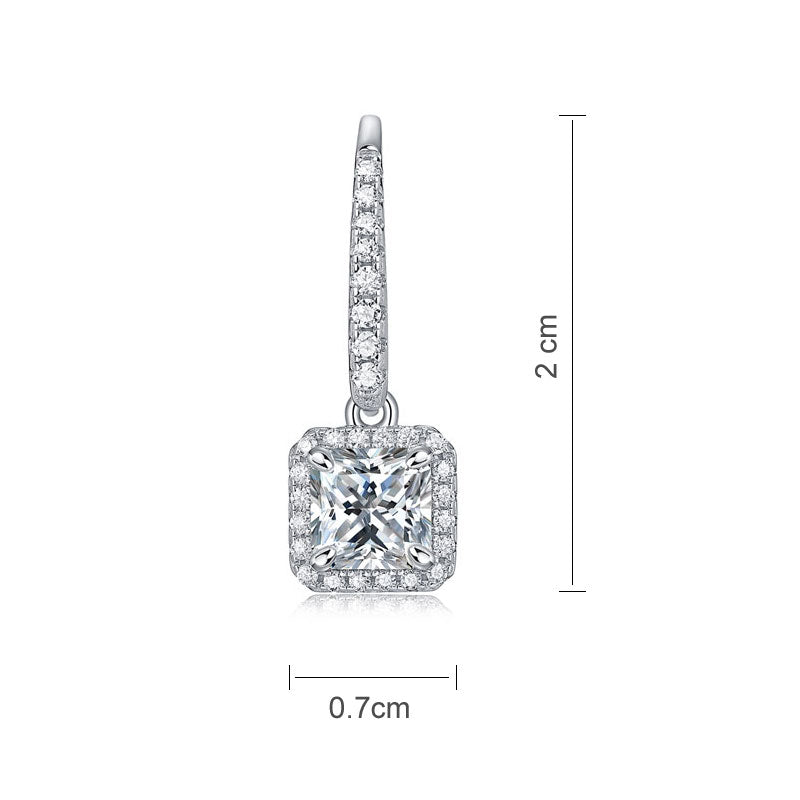 Princess Cut 0.8 Carat Moissanite Diamond Dangle Earrings 925 Sterling Silver