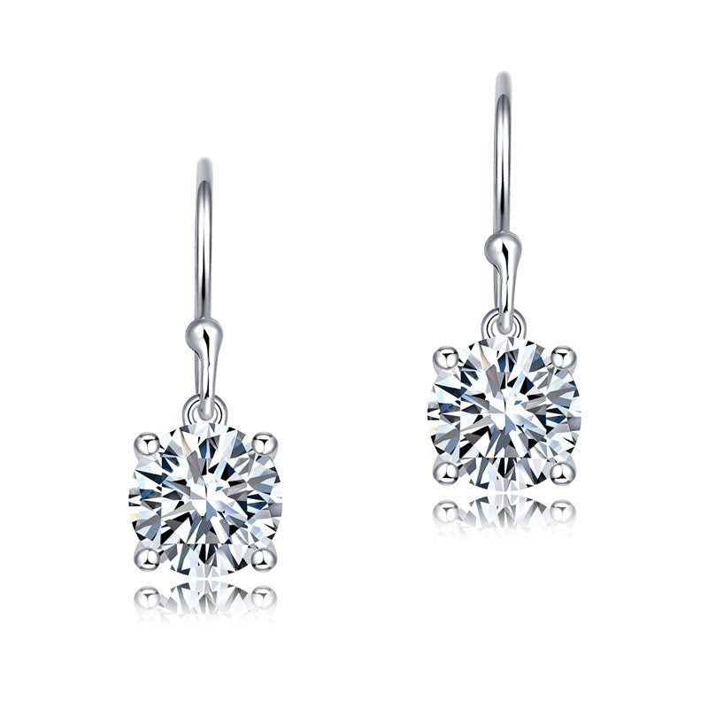 1 Carat Moissanite Diamond Hook Drop Earrings 925 Sterling Silver