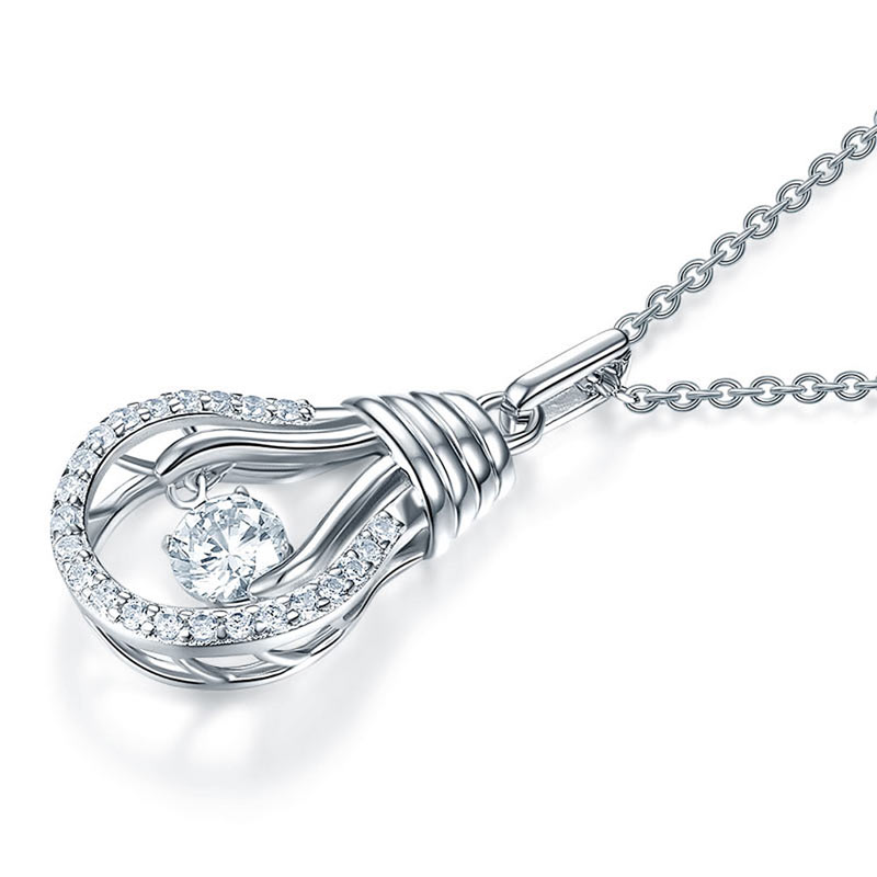Dancing Stone Bulb Pendant Necklace 925 Sterling Silver