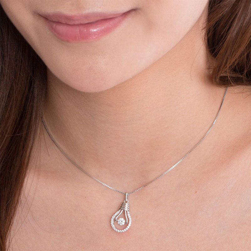 Dancing Stone Bulb Pendant Necklace 925 Sterling Silver