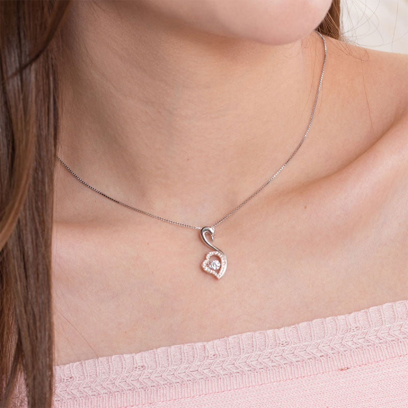 Swan Dancing Stone Pendant Necklace 925 Sterling Silver Good for Wedding Bridesmaid Gift