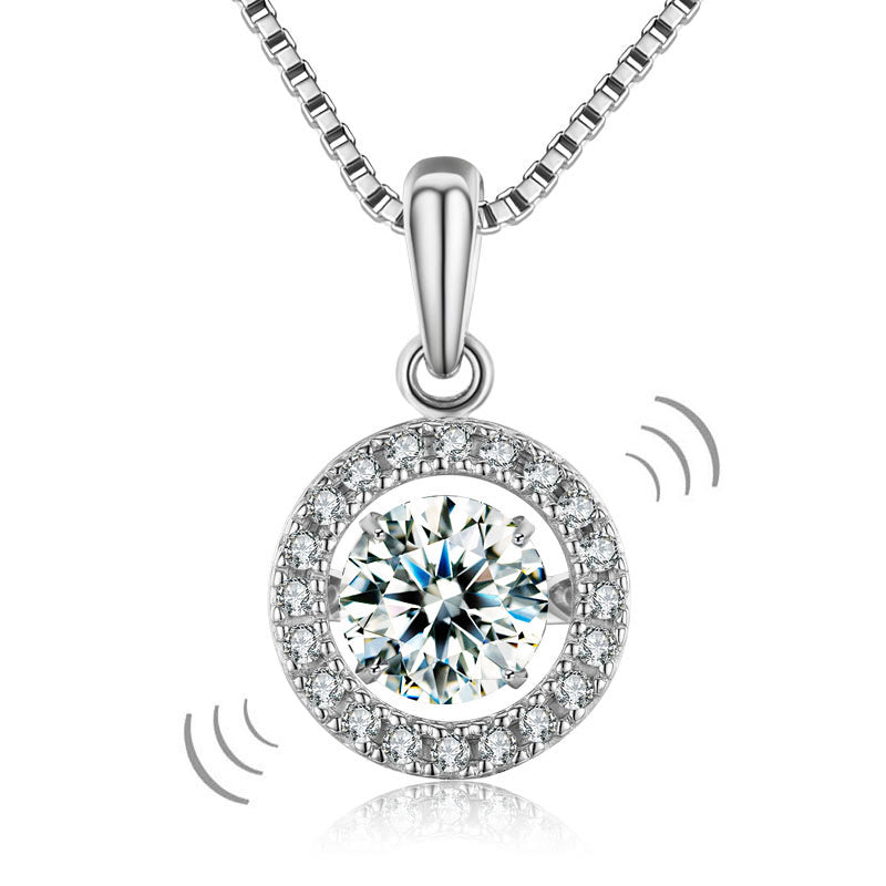 Dancing Stone Pendant Necklace 925 Sterling Silver