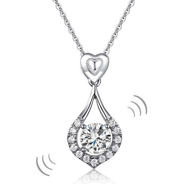 Dancing Stone Heart Tear Drop Pendant Necklace 925 Sterling Silver