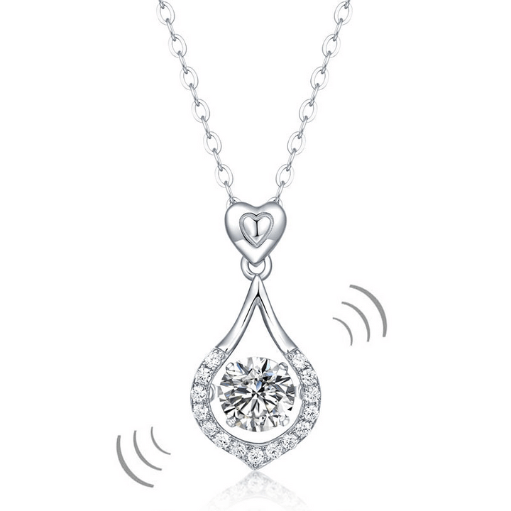 1 Carat Moissanite Diamond Dancing Stone Tear Drop Necklace 925 Sterling Silver