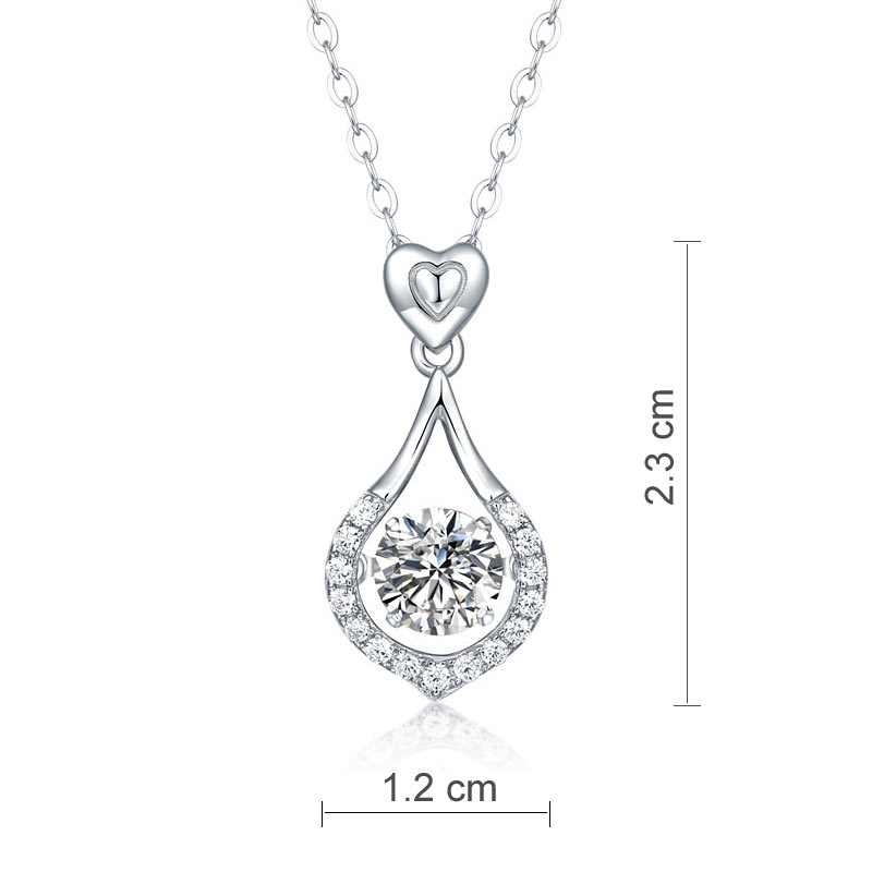 1 Carat Moissanite Diamond Dancing Stone Tear Drop Necklace 925 Sterling Silver