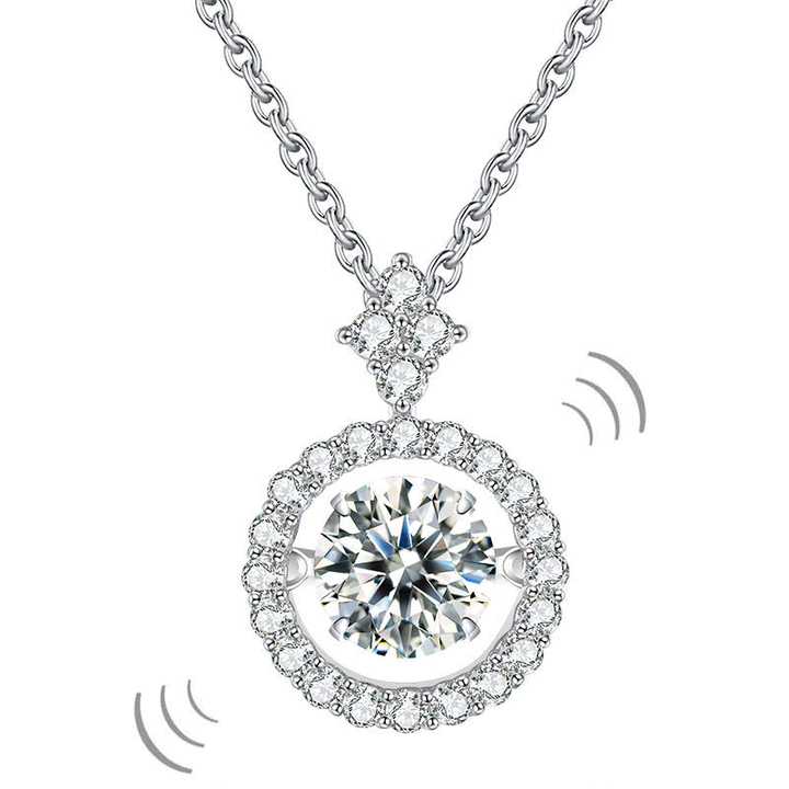 1 Carat Moissanite Diamond Dancing Stone Necklace 925 Sterling Silver
