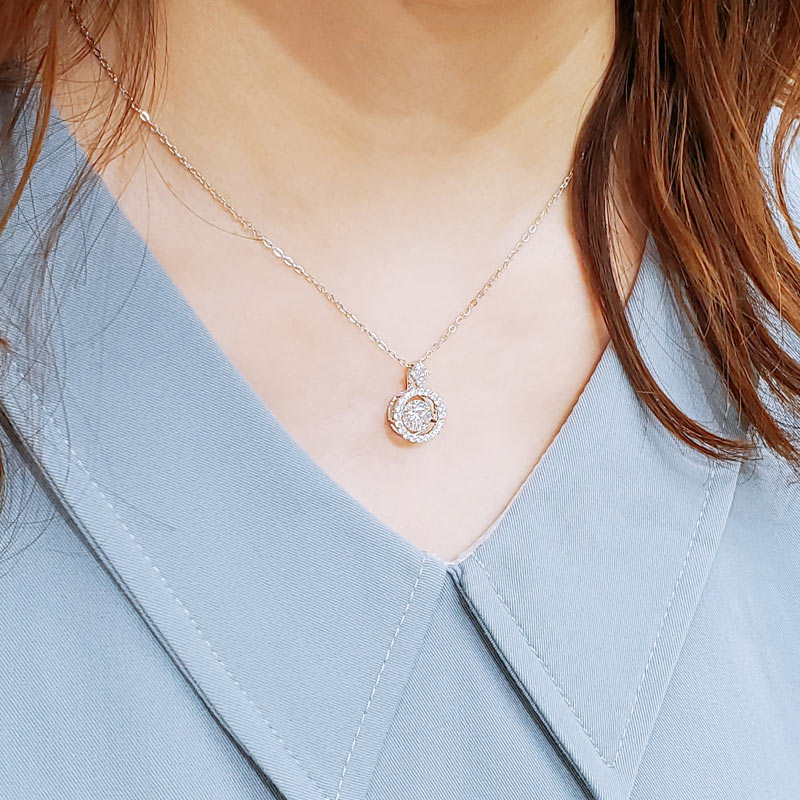 1 Carat Moissanite Diamond Dancing Stone Necklace 925 Sterling Silver