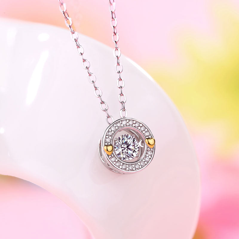 1 Carat Moissanite Diamond Dancing Stone Necklace 925 Sterling Silver