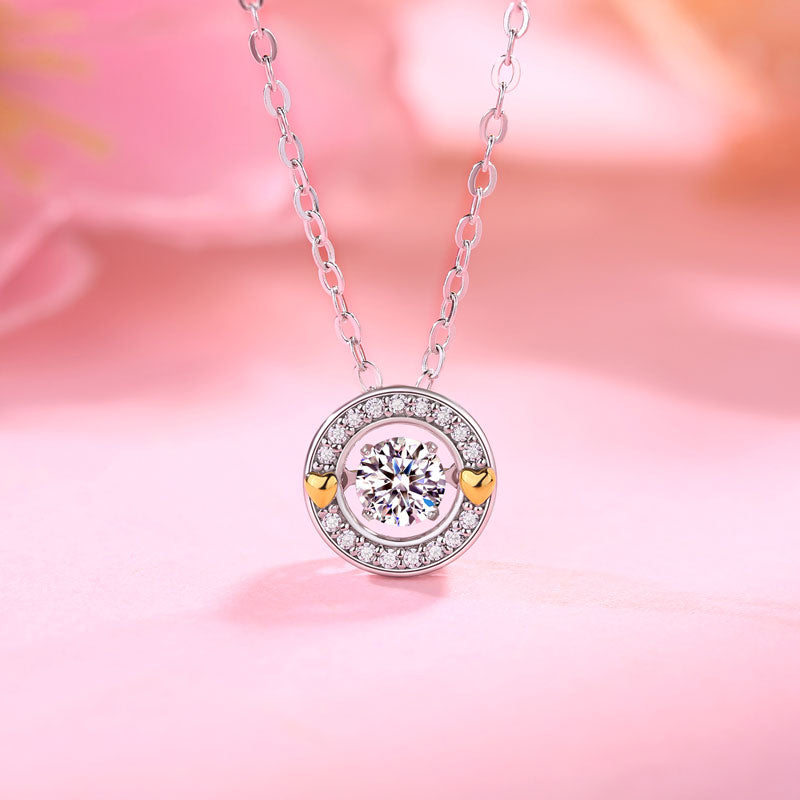 1 Carat Moissanite Diamond Dancing Stone Necklace 925 Sterling Silver