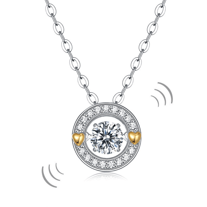1 Carat Moissanite Diamond Dancing Stone Necklace 925 Sterling Silver
