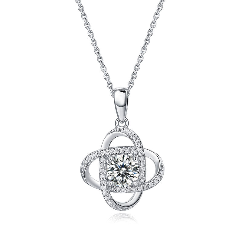 1 Ct Moissanite Diamond Flower Pendant Necklace 925 Sterling Silver