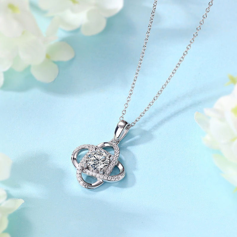 1 Ct Moissanite Diamond Flower Pendant Necklace 925 Sterling Silver